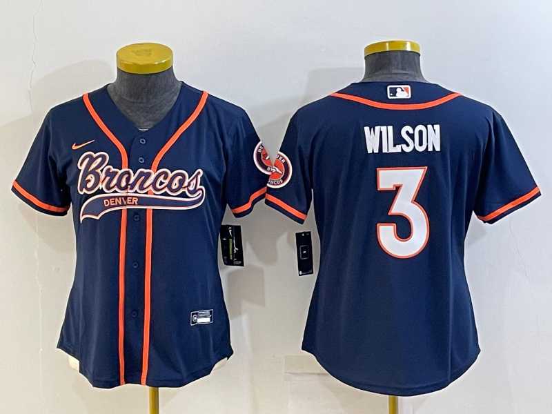 Women's Denver Broncos #3 Russell Wilson Navy Blue With Patch Cool Base Stitched Baseball Jersey,We sell and wholesale Women's Denver Broncos #3 Russell Wilson Navy Blue With Patch Cool Base Stitched Baseball Jersey on line form chian!